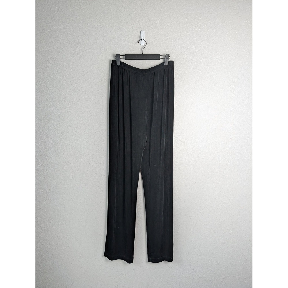 Chico's Pants Womens 1 Tall Black Knit Pull On‎ Stretch Elastic Waist Comfort